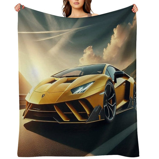 Lamborghini Sports Car on A Stunning Road Gift-ready Throw Blanket