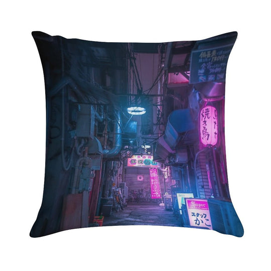 Dark City Vibes in Tokyo Soft Skin-Friendly Throw Pillow