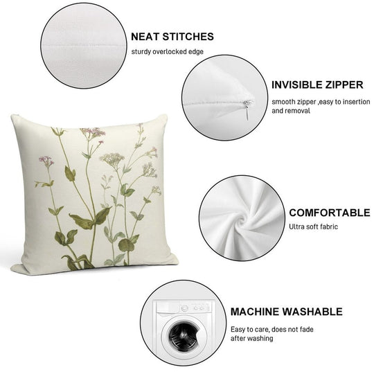 Vintage Botanical Print Soft Shrink-Resistant Throw Pillow