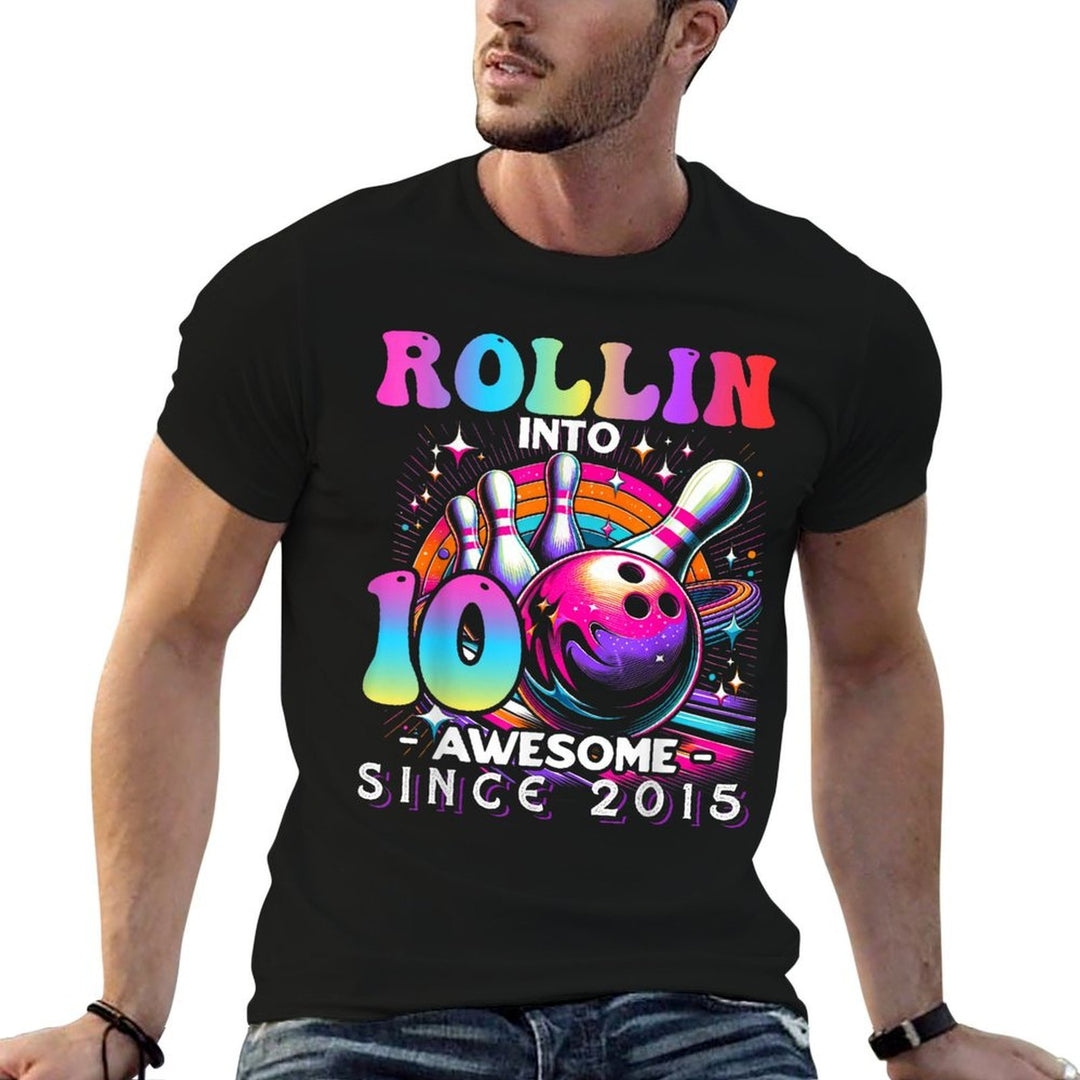 Bowling Party Rollin 10 Awesome 2015 10th Birthday Girls  Vintage-inspired T-Shirt