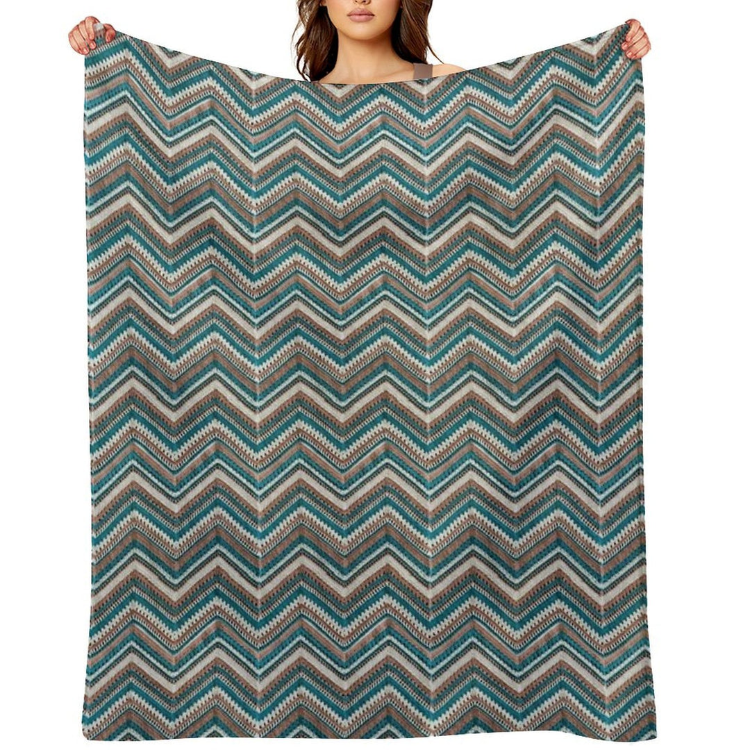 Western Style Crochet Zigzag Shrink-resistant Throw Blanket