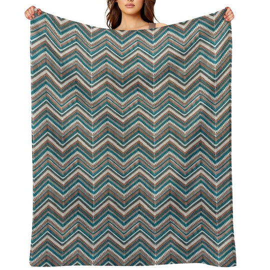Western Style Crochet Zigzag Shrink-resistant Throw Blanket