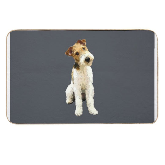 Wire Fox Terrier Head Tilt  Absorbent Bath Mat