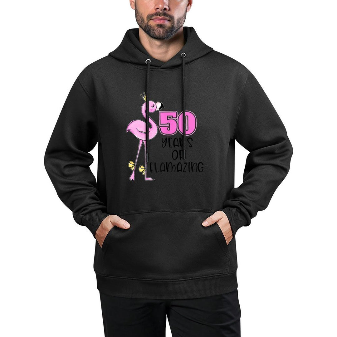 50 Years Of Flamazing Flamingo Design Beach 50th Birthday Medium-Weight Fabric Hoodie