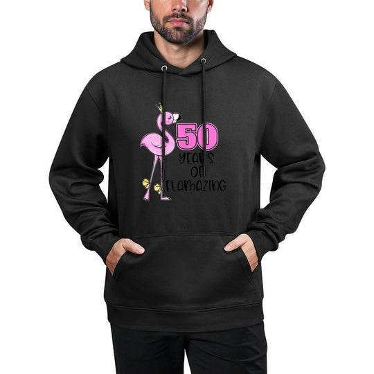 50 Years Of Flamazing Flamingo Design Beach 50th Birthday Medium-Weight Fabric Hoodie
