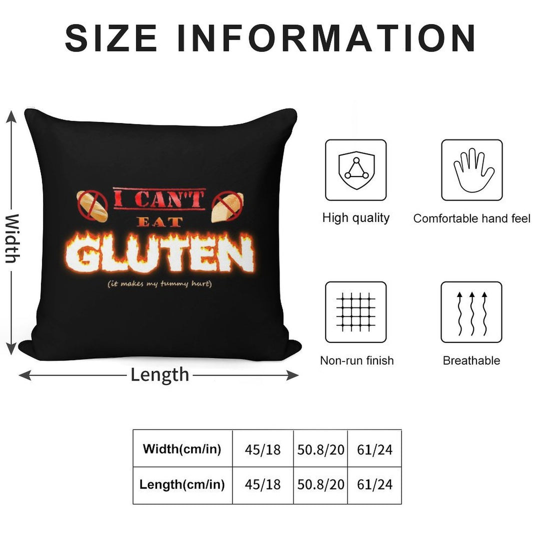 I Can't Eat Gluten It Makes My Tummy Hurt Gluten Intolerant Celiac Meme Soft Multiple Sizes Throw Pillow