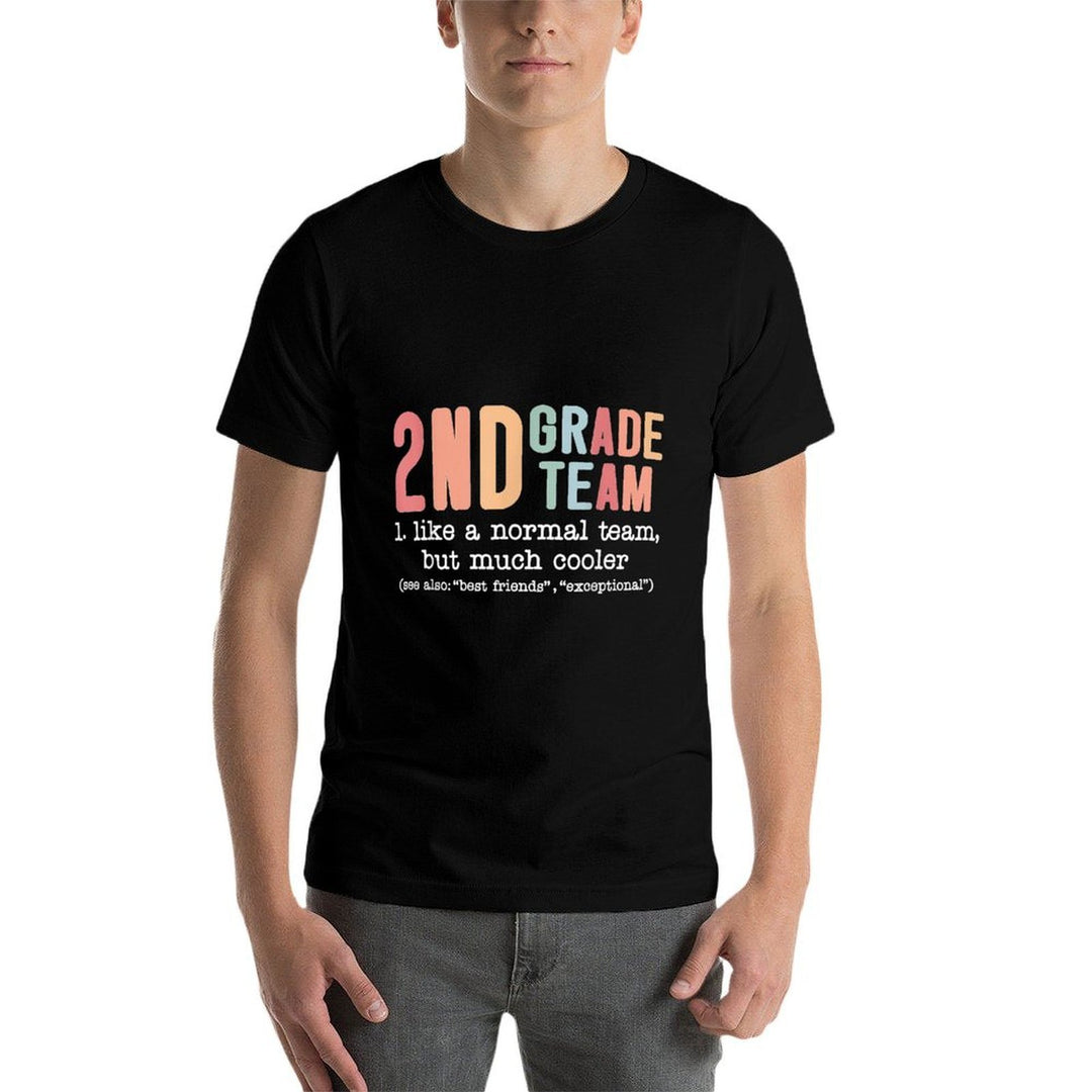 Teacher 2ND Grade Team Like A Normal Team But Much Cooler  Ribbed Collar T-Shirt