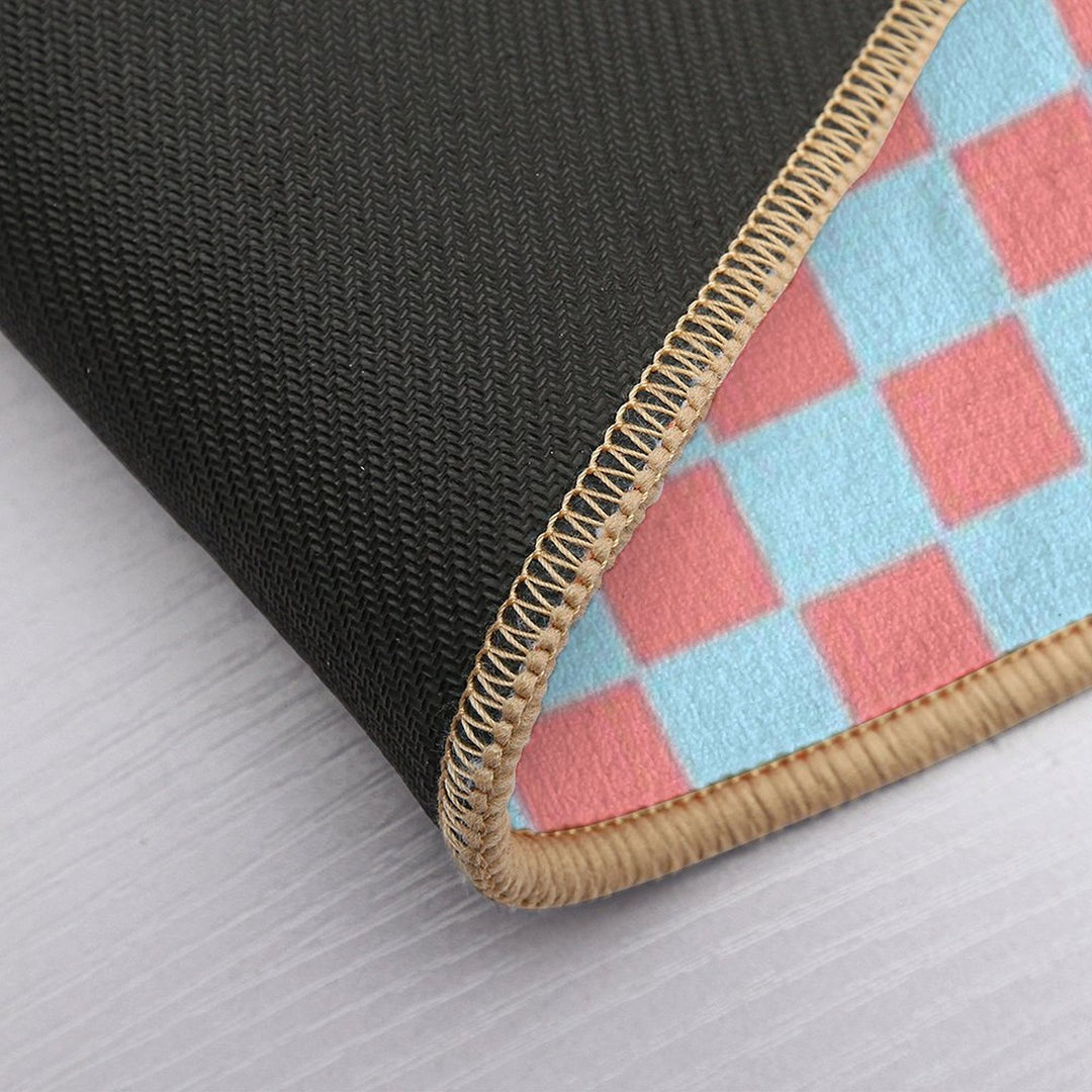 Bubblegum Pink And Blue Checkerboard Chess Square Pattern  Versatile Bath Mat