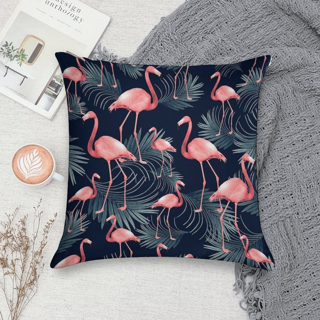 Summer Flamingo Palm Night Vibes #1 #tropical #decor #art Soft Ultra-Soft Texture Throw Pillow