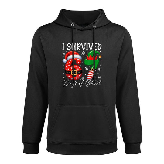 I Survived 67 Day of School Funny 67 Xmas Santa Elf Hat Meme All-Day Comfort Hoodie