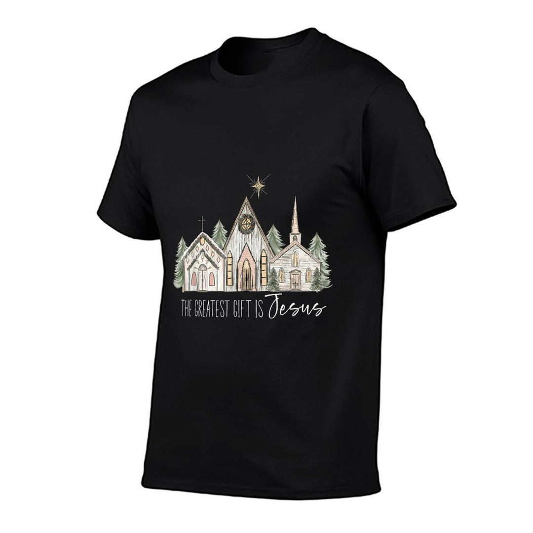 The Greatest Gift Is Jesus Christmas Pajamas Xmas - Unisex-Adult, Black, Small,,, Modern Classic Fit, Christian Humor Christmas  Slim-fit Cut T-Shirt