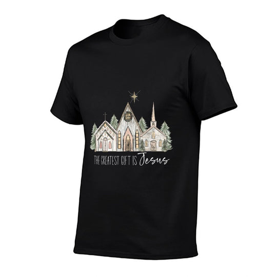 The Greatest Gift Is Jesus Christmas Pajamas Xmas - Unisex-Adult, Black, Small,,, Modern Classic Fit, Christian Humor Christmas  Slim-fit Cut T-Shirt