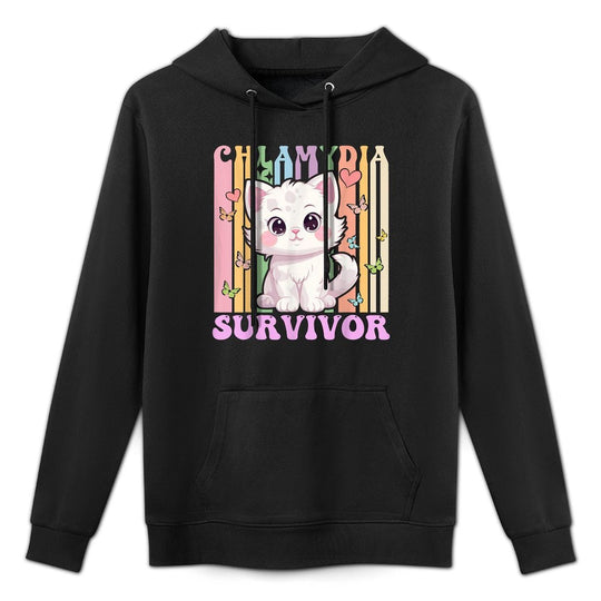 Chlamydia Survivor Cat Meme Funny Kawaii Cat for Adult Humor Moisture-Wicking Hoodie