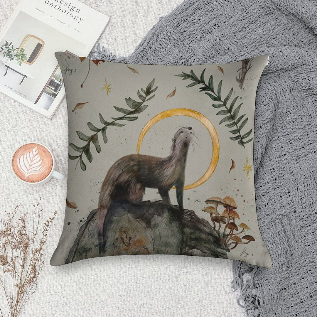 Otter And Her Treasures Soft Home Decor Throw Pillow