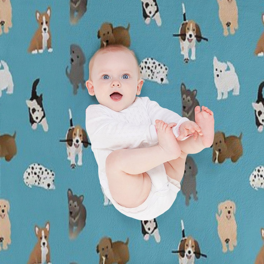 Puppies (blue) Easy Care Throw Blanket