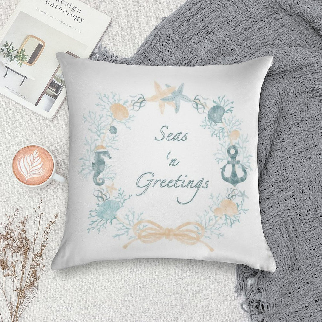 Seas 'n Greetings Coastal Christmas Wreath Soft Ultra-Soft Texture Throw Pillow
