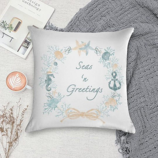 Seas 'n Greetings Coastal Christmas Wreath Soft Ultra-Soft Texture Throw Pillow
