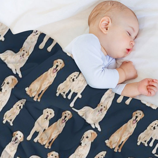 Yellow Labs Navy Machine-washable Throw Blanket