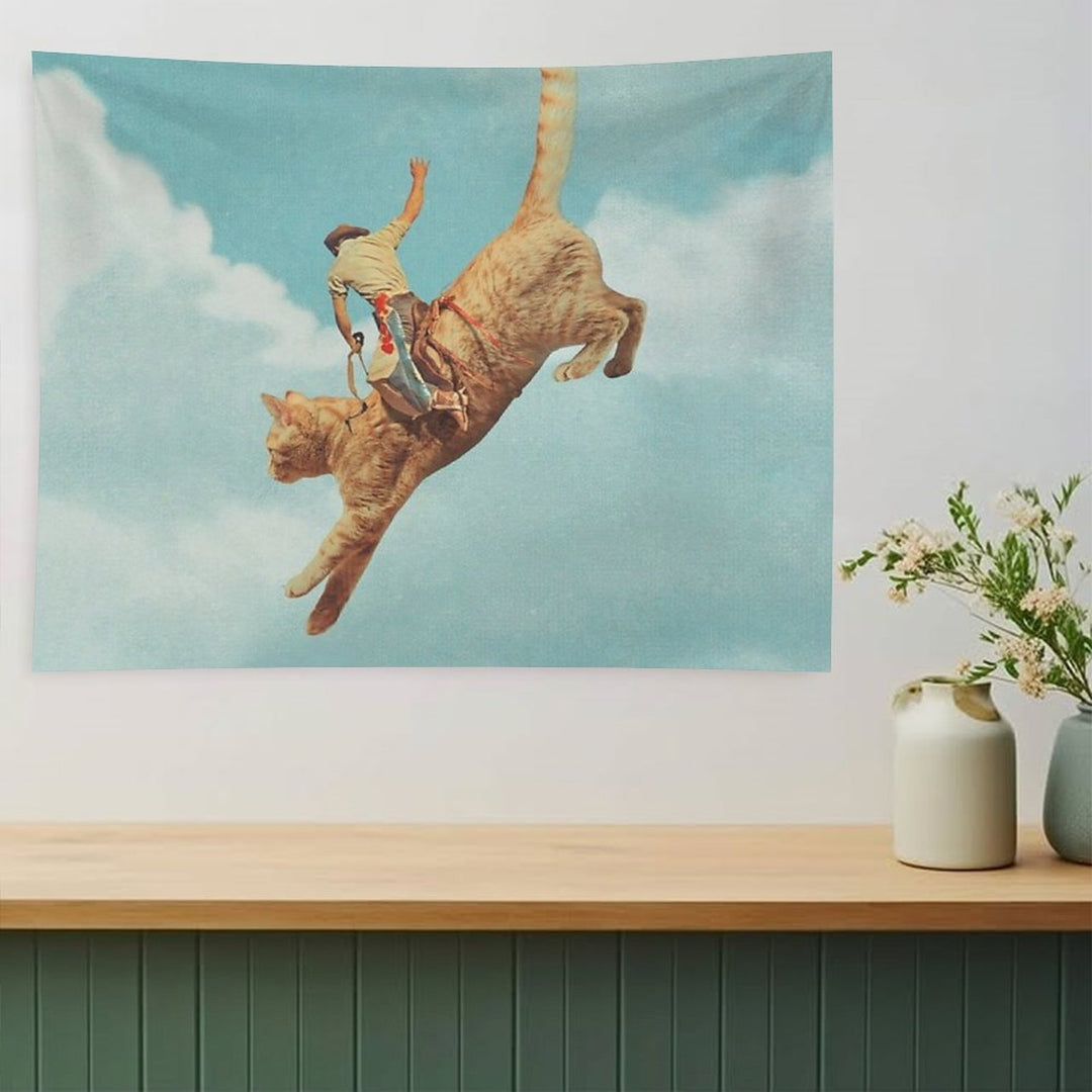 Meehaw - Rodeo Cat  Bronc Tapestry