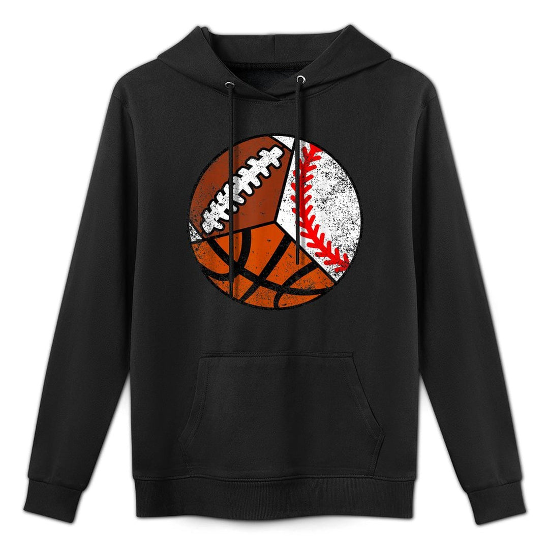 Football Baseball Basketball Player Funny Ball Sport Cotton-Polyester Blend Hoodie
