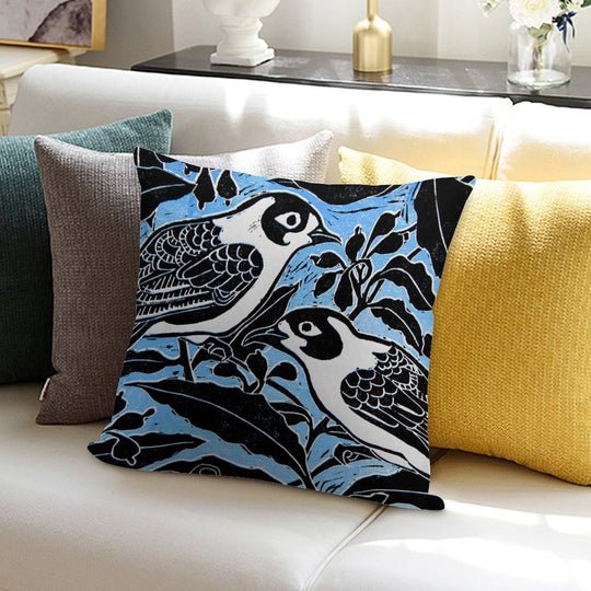 Blue Birds Soft Decorative Cover Throw Pillow
