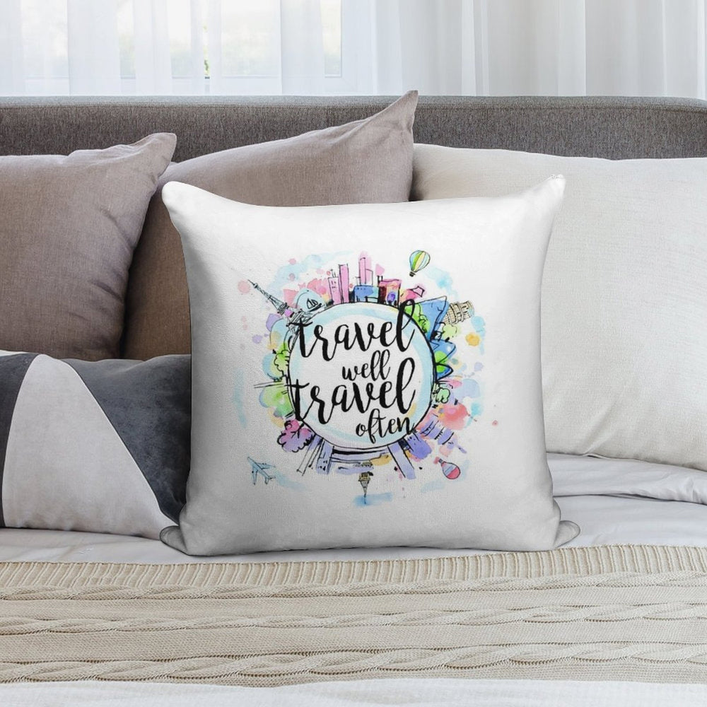 Travel Well, Travel Often Soft Washable Throw Pillow
