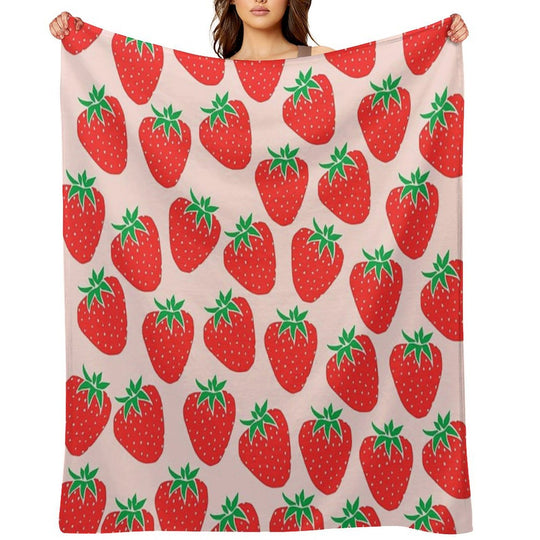Cute Strawberry Velvety-soft Throw Blanket