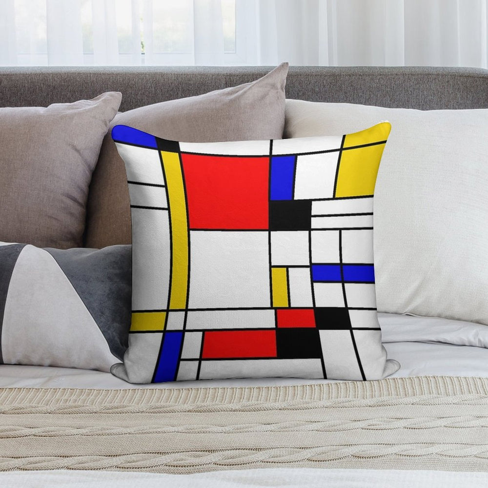 Bauhouse Mondrian Style Soft Durable Construction Throw Pillow