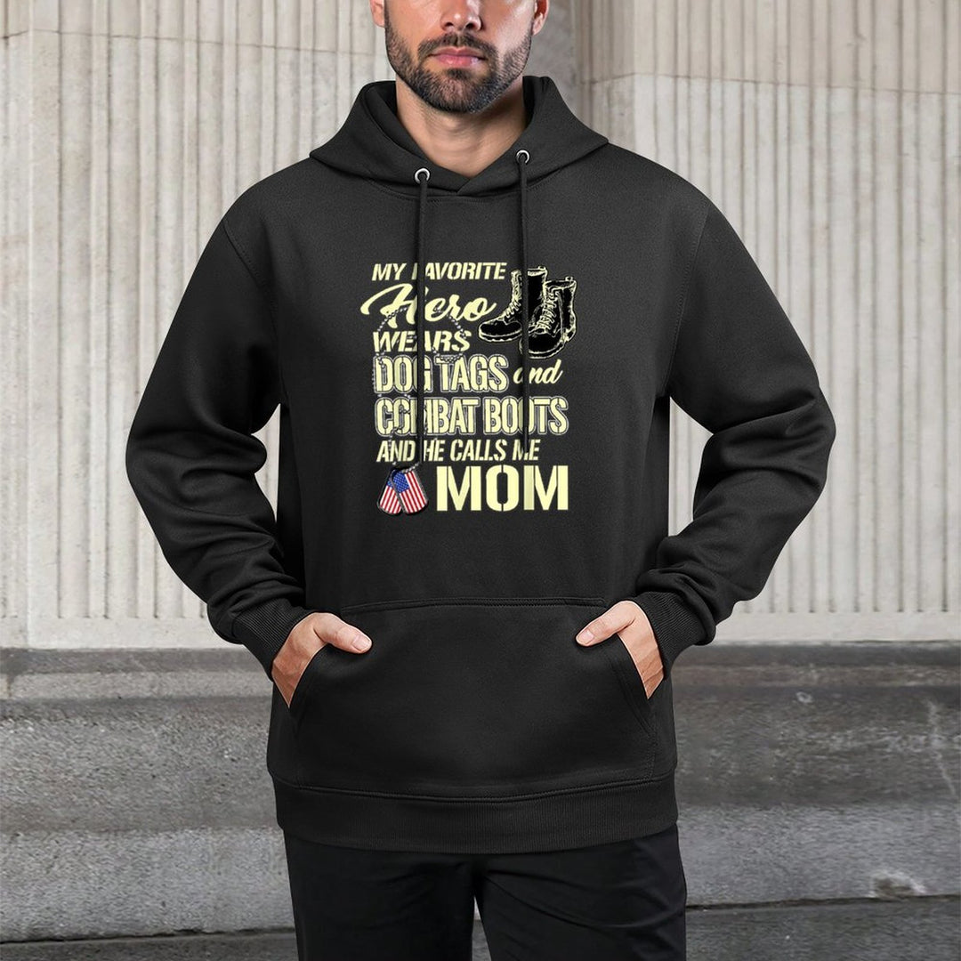 Hero Wears Dog Tags Combat Boots Proud Army Mom Mother Gift Casual Wear Hoodie