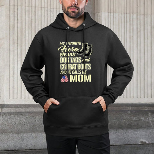 Hero Wears Dog Tags Combat Boots Proud Army Mom Mother Gift Casual Wear Hoodie