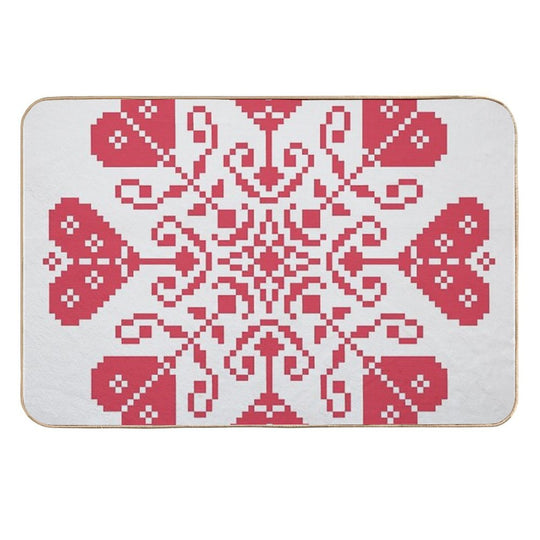Heart Blossom Traditional German Cross Stitch  Toxin-Free Bath Mat