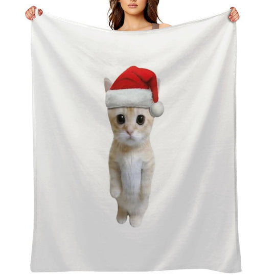 Christmas El Gato Cat Plush Throw Blanket