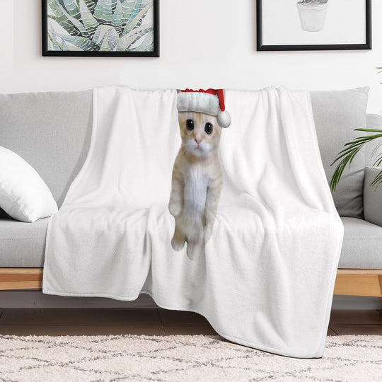 Christmas El Gato Cat Plush Throw Blanket