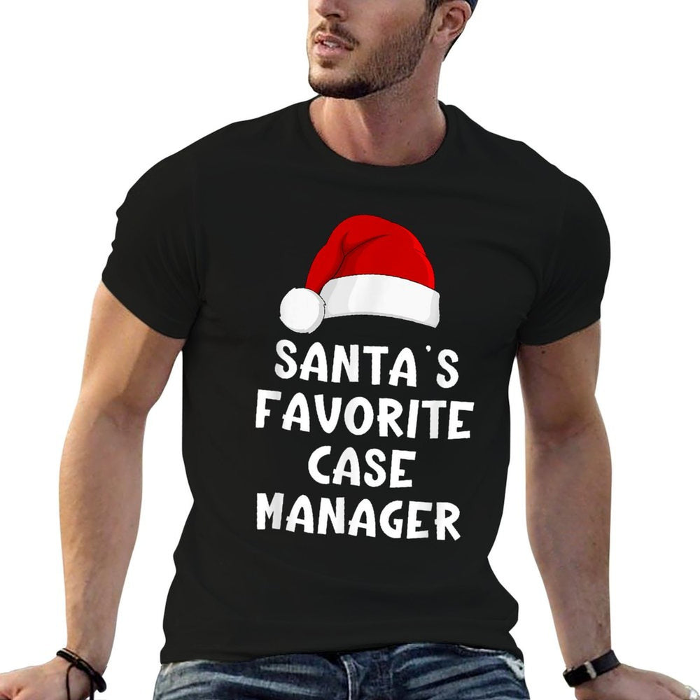 Christmas Santas Favorite Case Manager Funny Xmas Pajama  Oversized Silhouette T-Shirt