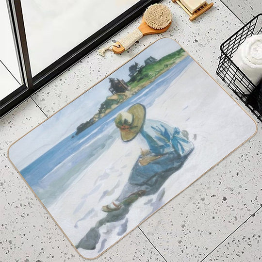 Jo Sketching at Good Harbour Beach   1923 by Edward Hopper  Easy To Clean Bath Mat