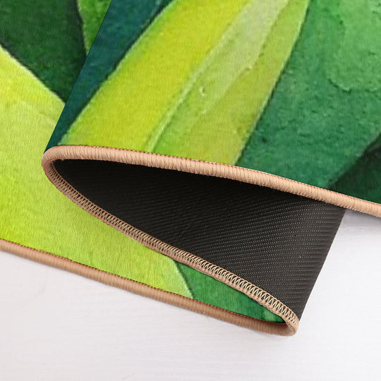 Lush Green Botanical Tropical Leaves  Non-Slip Bath Mat