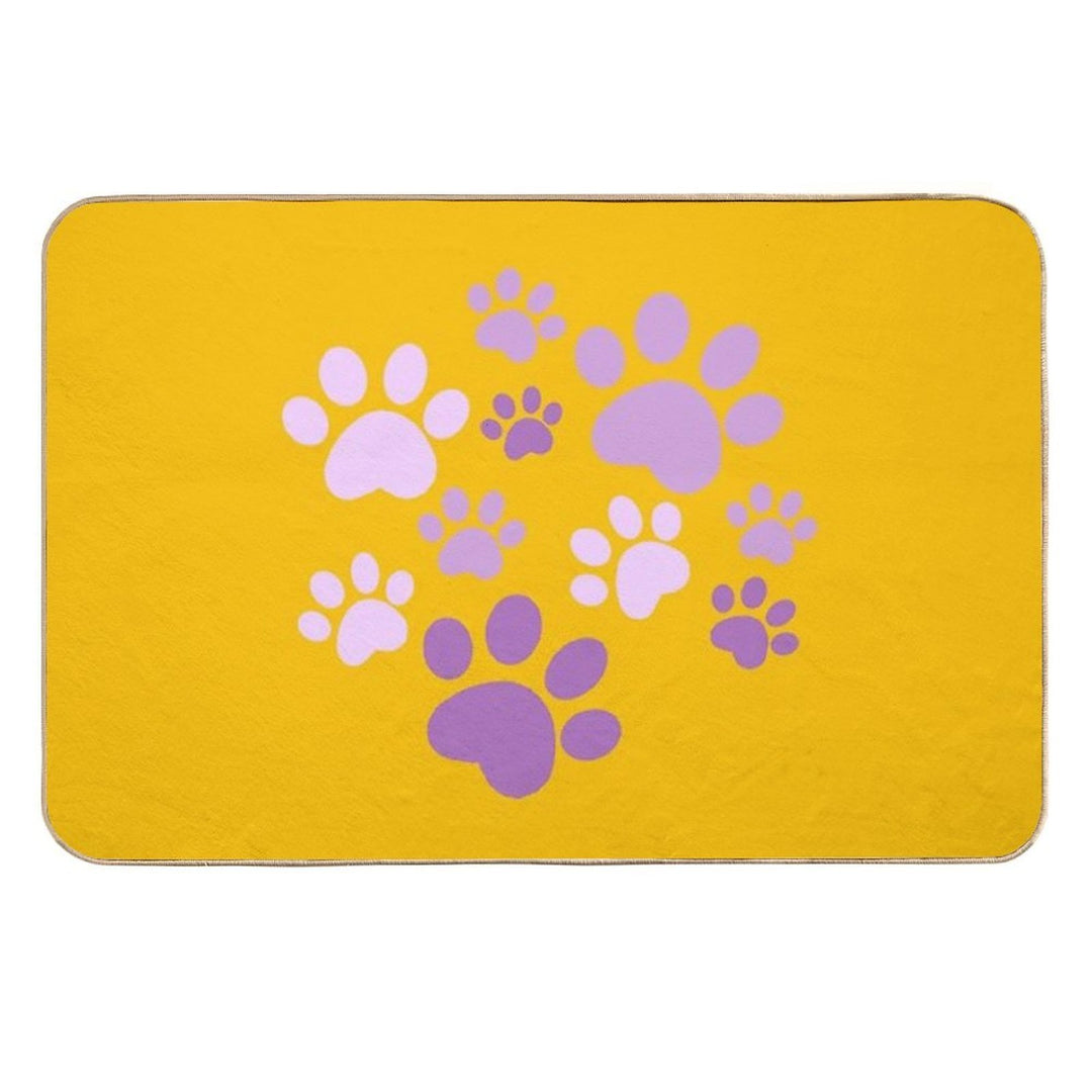 Purple Dog Paws Cute Puppy Paw Prints For Dog Lovers Pet Owners  Dirt-Trapping Bath Mat