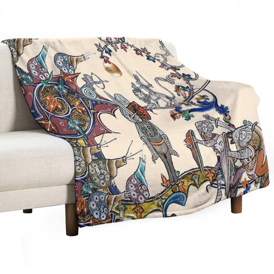WEIRD MEDIEVAL BESTIARY  WAR, KNIGHTS AND KILLER RABBITS FIGHTING WITH GIANT SNAILS Durable Throw Blanket