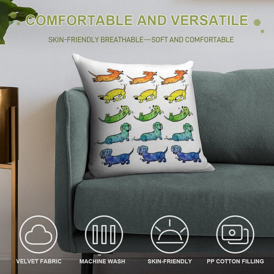 Watercolor Dachshunds Soft Anti-Pilling Throw Pillow