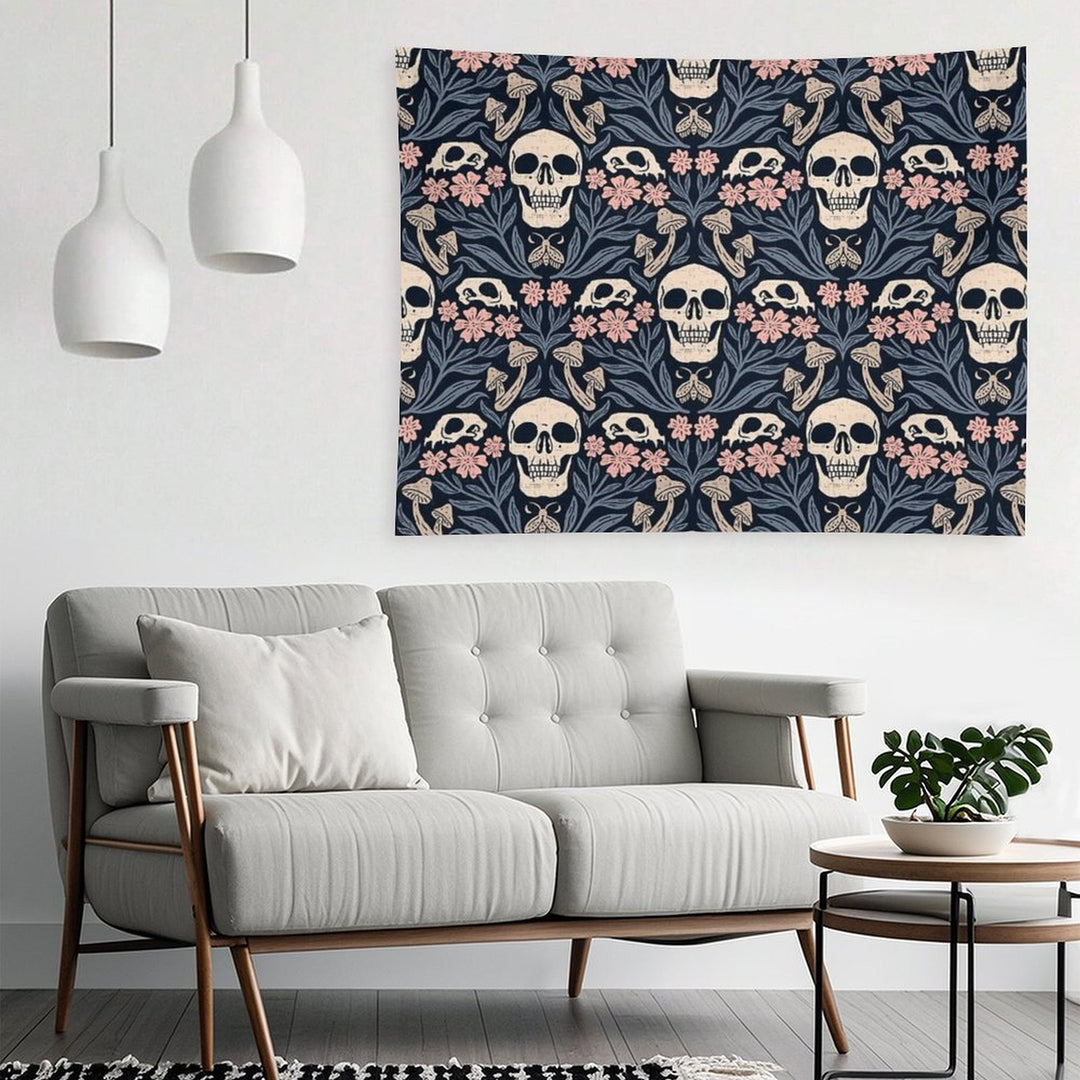 Dark Botanical Skulls – Dark Academia – Enchanted Forest Tapestry