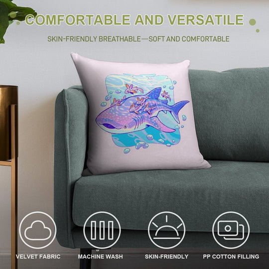 Whale Shark Anatomy Soft Hidden Zipper Throw Pillow