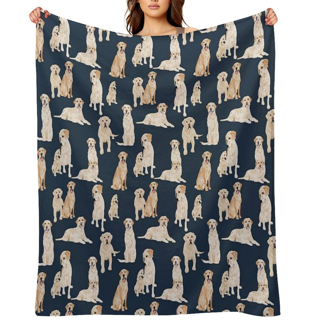 Yellow Labs Navy Machine-washable Throw Blanket