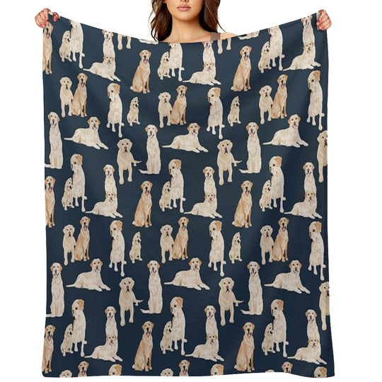 Yellow Labs Navy Machine-washable Throw Blanket