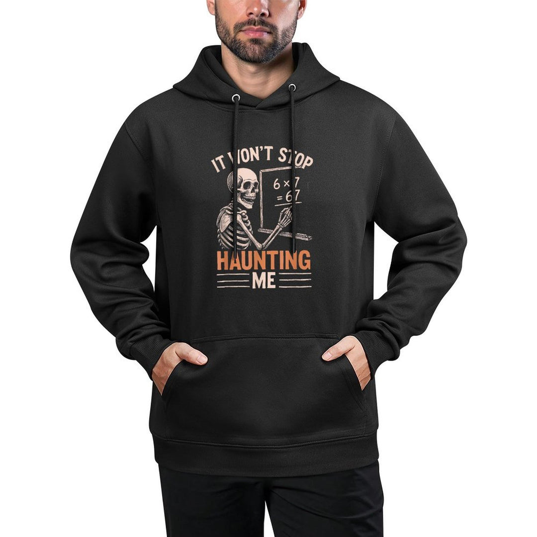 Haunted by 67 Skeleton Math Teacher Student Halloween Humor Versatile Streetwear Hoodie