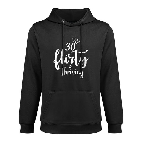 Womens 30 Thirty Flirty & Thriving 30th Birthday Tshirt Born 1990 Kangaroo Pocket Hoodie