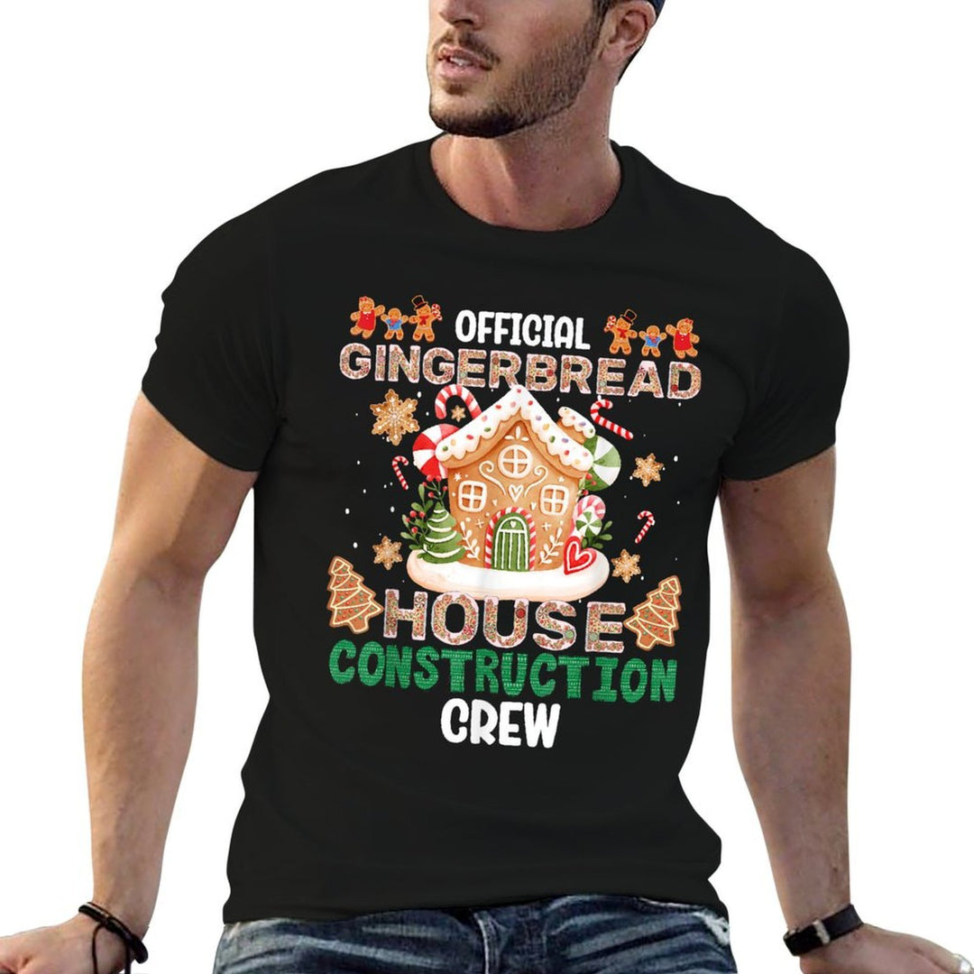 Funny Official Gingerbread House Construction Crew Xmas  Oversized Silhouette T-Shirt