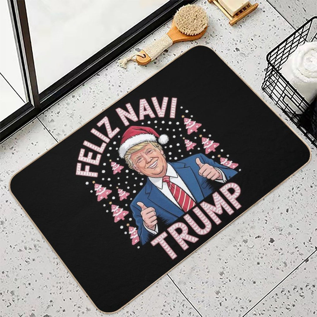 Trump Ugly Christmas Sweater Feliz Navi Trump  Toxin-Free Bath Mat