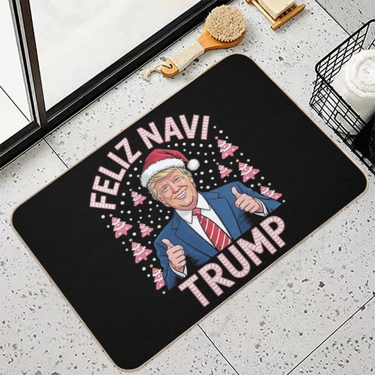 Trump Ugly Christmas Sweater Feliz Navi Trump  Toxin-Free Bath Mat