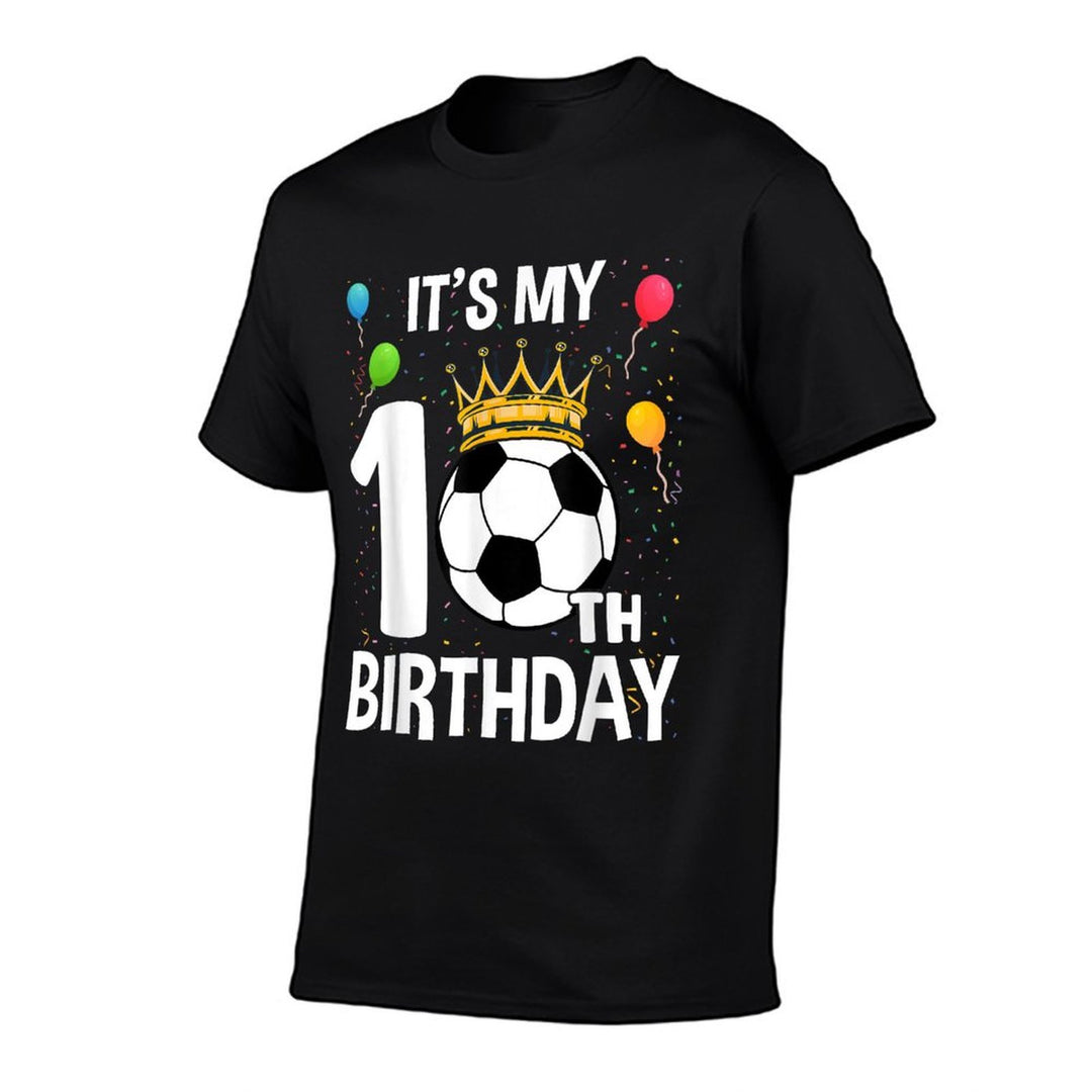 Funny Its My 10th Birthday 10 Years Old Soccer Ball Boys  Heathered Texture T-Shirt