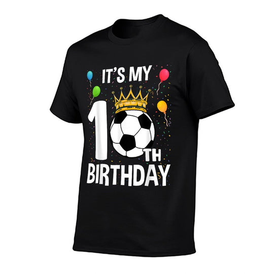 Funny Its My 10th Birthday 10 Years Old Soccer Ball Boys  Heathered Texture T-Shirt